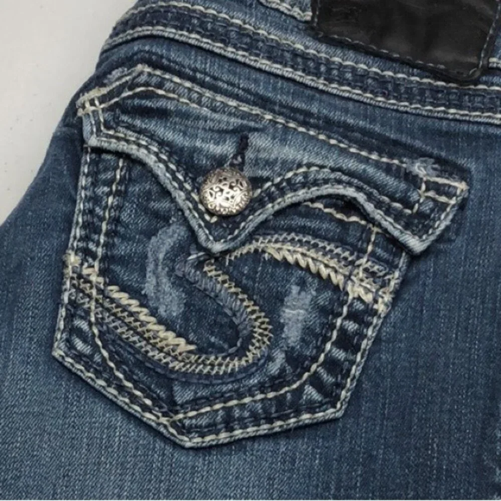 SILVER AIKO LOW STRAIGHT JEANS 26x32 ⭐️